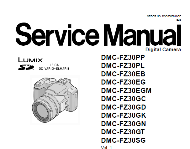 PANASONIC LUMIX DMC-FZ30 SERVICE MANUAL