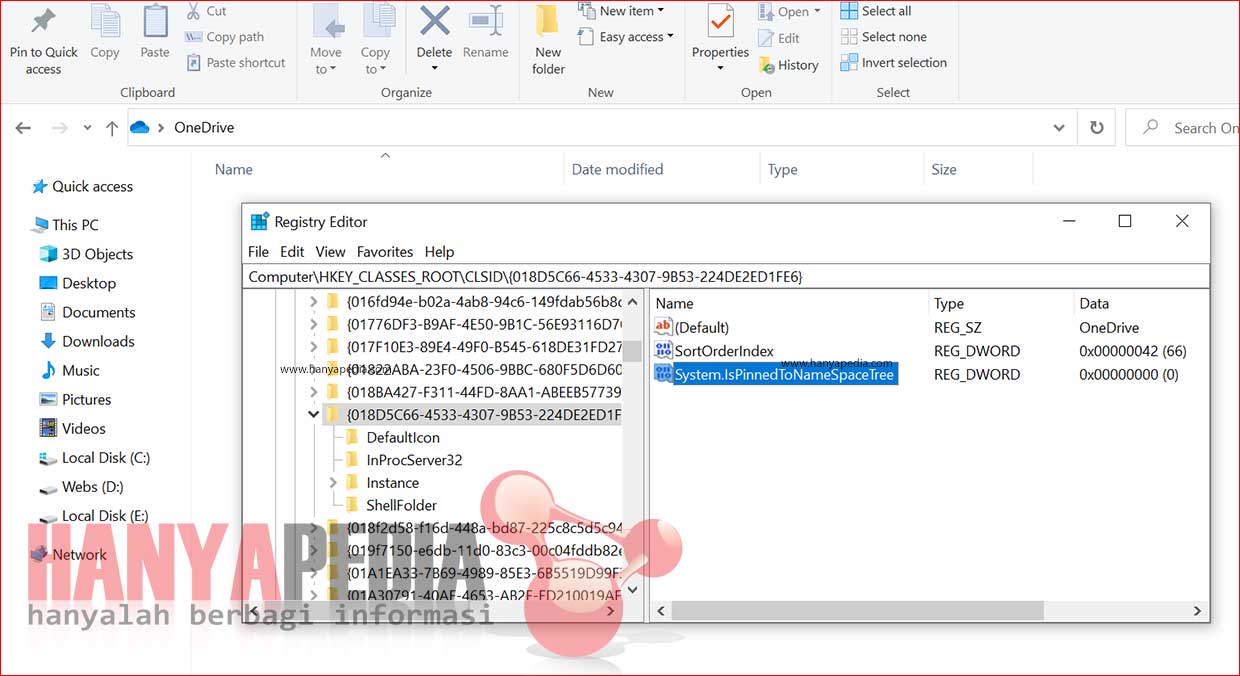 Cara Menghapus Pintasan OneDrive dari Jendela  Explorer  di 