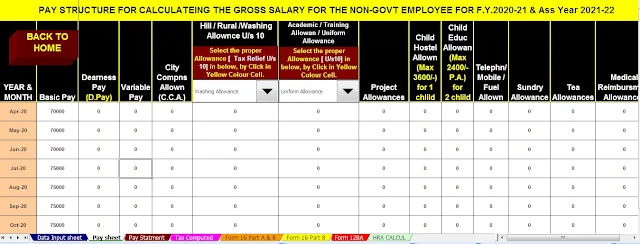 Income Tax Calculator for the Non-Govt Employees