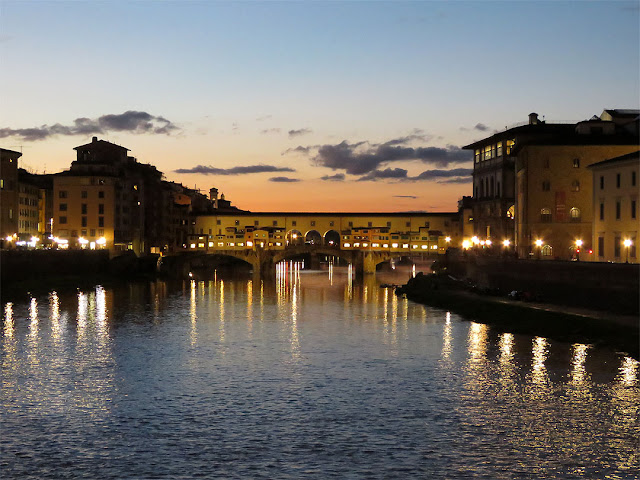 Ponte Vecchio at dusk, seen from the Ponte alle Grazie, Florence