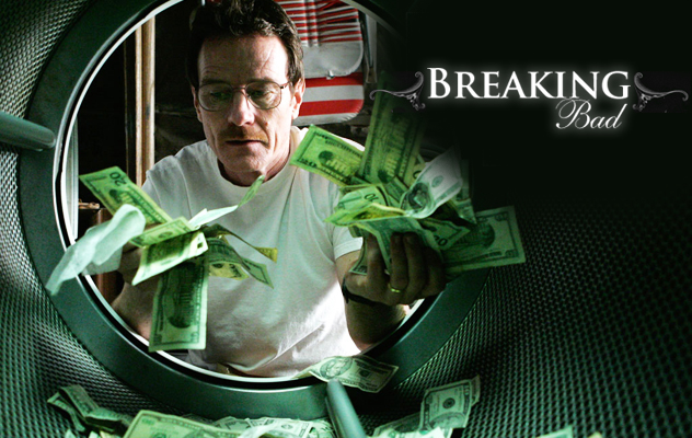 Poster de la serie Breaking Bad, con Walter White lavando dinero | Ximinia