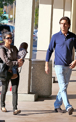 Kourtney Kardashian in Calabasas with Scott and Mason