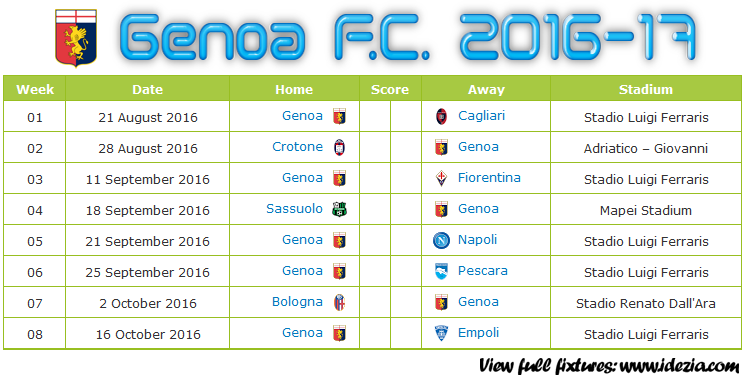 Download Jadwal Genoa CFC 2016-2017 File JPG - Download Kalender Lengkap Pertandingan Genoa CFC 2016-2017 File JPG - Download Genoa CFC Schedule Full Fixture File JPG - Schedule with Score Coloumn