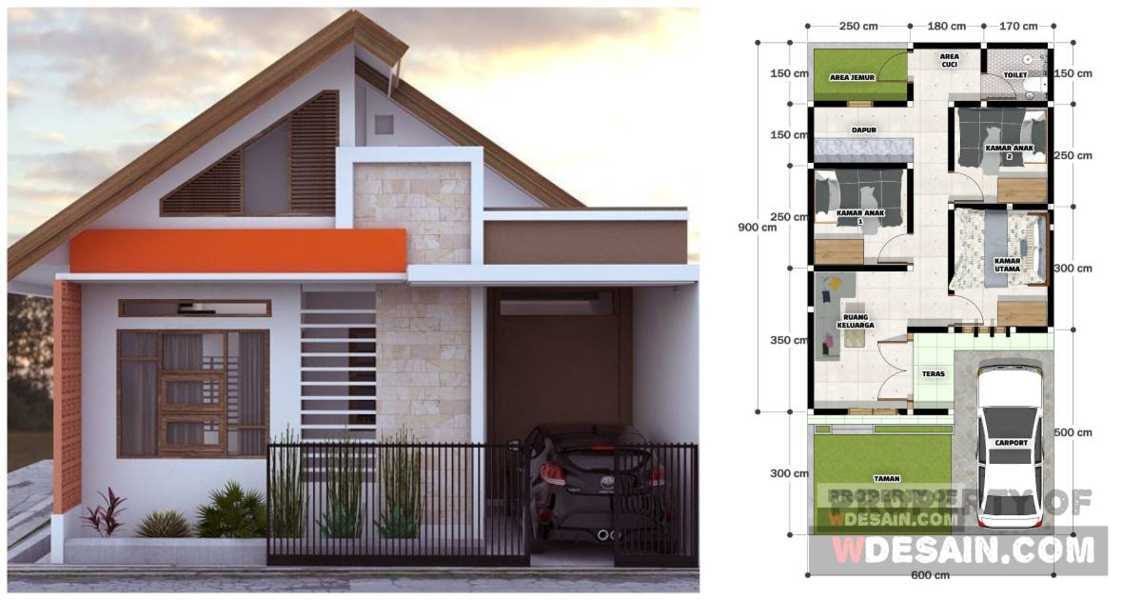 Ukuran 9X6  Gambar Pondasi Rumah  6X9 3 Kamar 5 Sketsa 