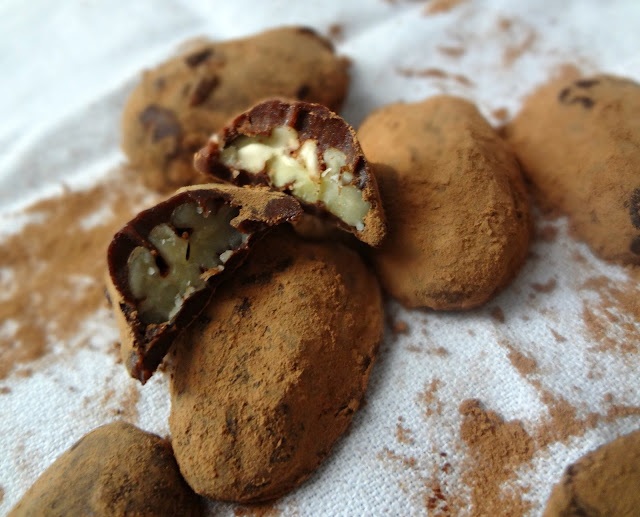 Dark Chocolate Peanut Butter Pecan Truffles