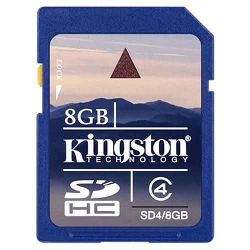 Kingston 8 GB Class 4 SDHC Flash Memory Card SD4/8GBET