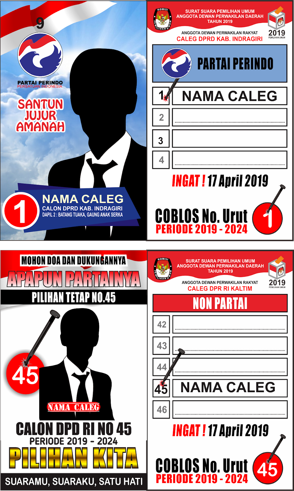 Kumpulan Desain Kartu Nama Caleg  Pemilu 2021 2024 CDR 