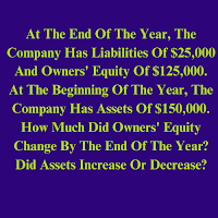 At The End Of The Year, The Company Has Liabilities Of $25,000 And Owners' Equity Of $125,000.At The End Of The Year, The Company Has Liabilities Of $25,000 And Owners' Equity Of $125,000