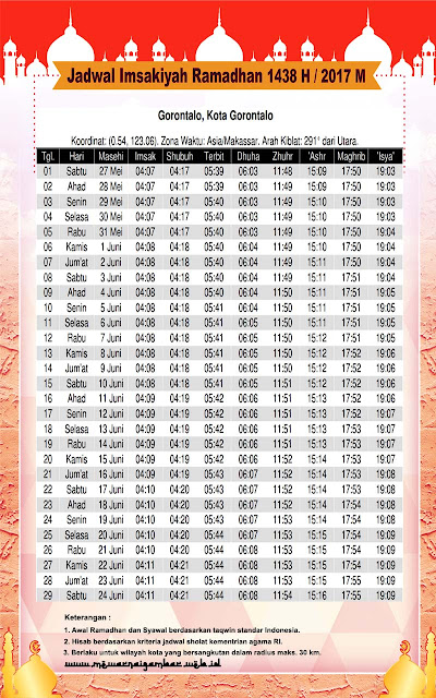 Jadwal Imsakiyah Gorontalo 2016 1437 H