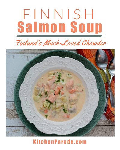 Finnish Salmon Soup (Lohikeitto) ♥ KitchenParade.com. Finland's 'soul food,' steaming bowls of salmon and potato in a creamy broth.