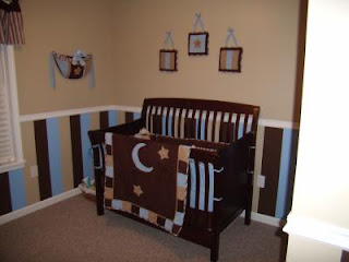 Boys Nursery Seeing Stripes - Beautiful Brown and Blue Baby Boy's Nursery