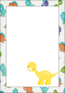 Dinosaur: Free Printable Frames, Invitations, Cards or Labels. 