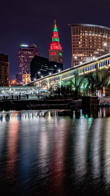 HD Wallpaper City, Night, Lights, River, Buildings, Architecture