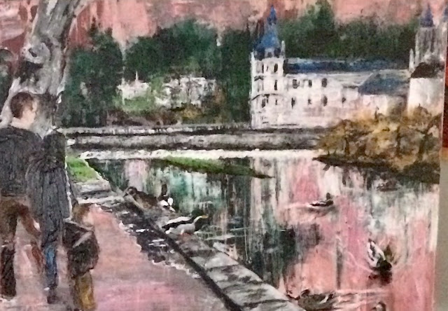 peinture acrylique de Karine Babel, les canards à Brantôme