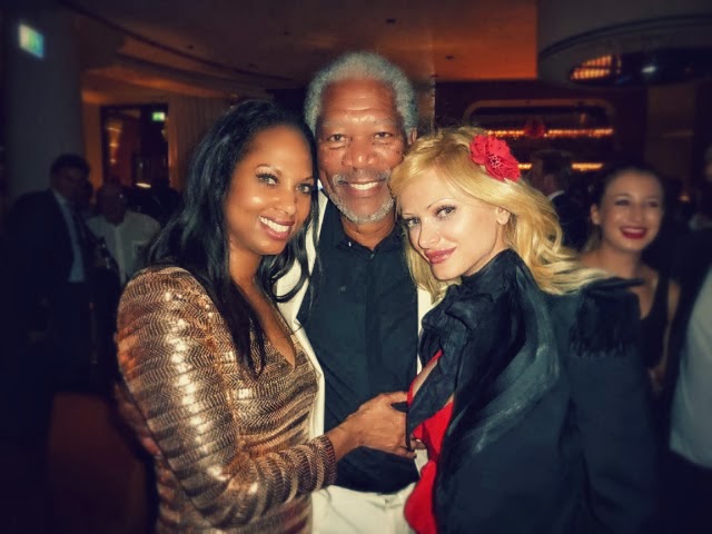 Abu Dhabi 2012 - +Audrey Tritto with +Morgan Freeman and +Michelle Moses