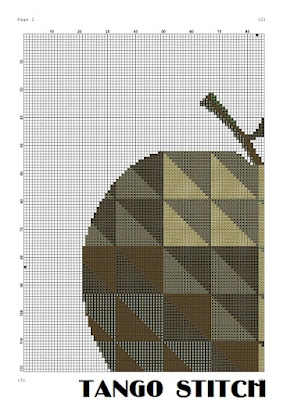 Geometric green apple cross stitch pattern - Tango Stitch