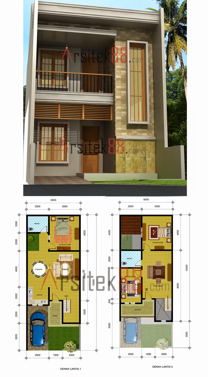 Denah Rumah Ukuran 6x15 Home Interior Design Top Rumah