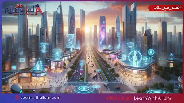 مدينة المستقبل مع تكامل الذكاء الاصطناعي في الحياة اليومية