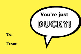 Yellow Just Ducky printable Valentines from 504 Main