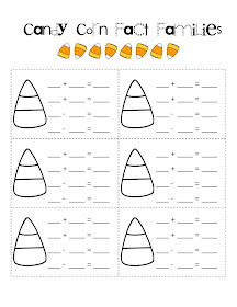 gwhizteacher, candy corn fact families, math groups, fall math centers