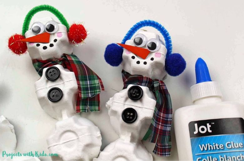 egg carton snowman craft