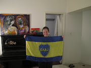 Annie, proud of her new $2.50 Boca flag