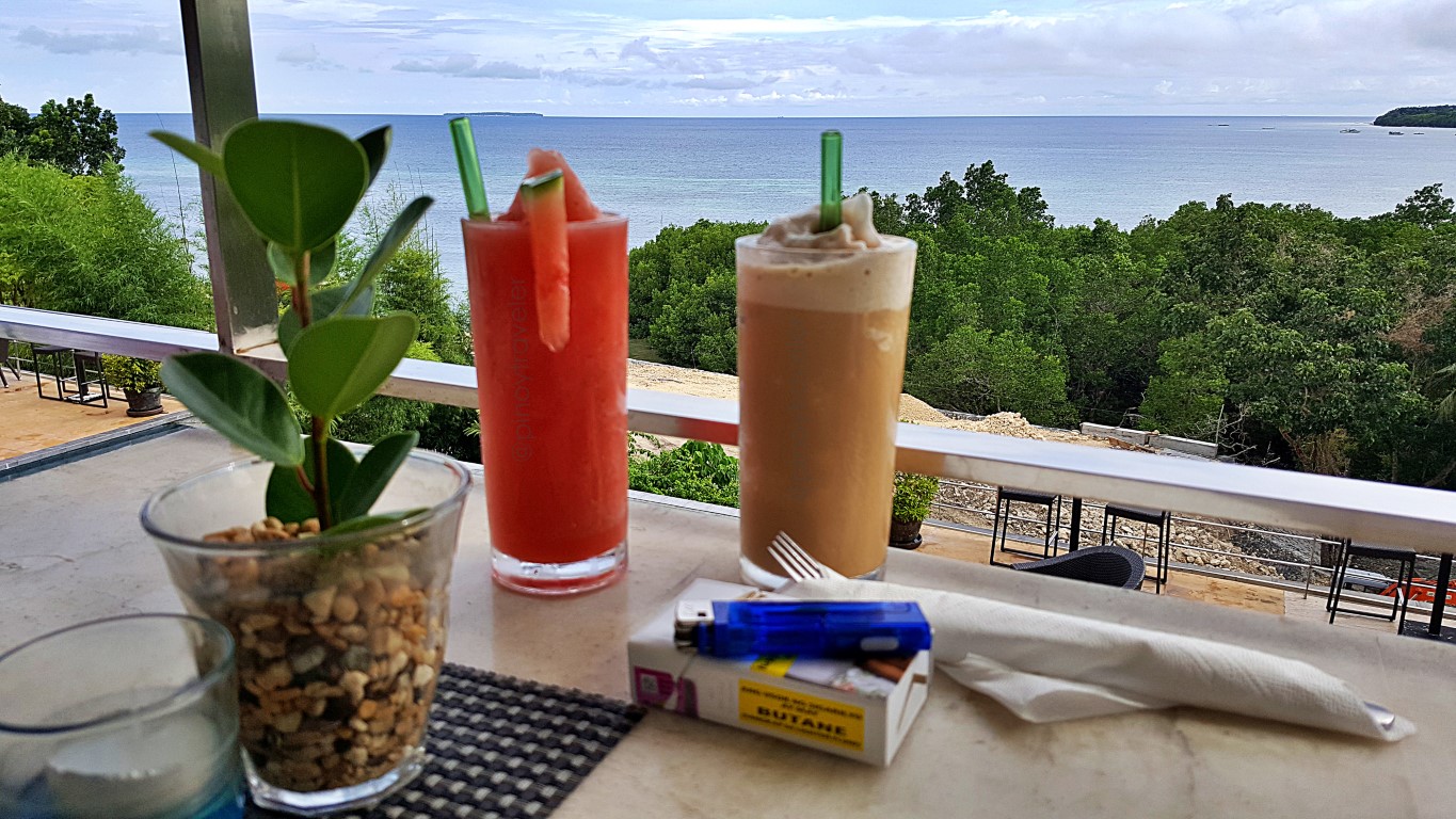 Watermelon Shake at Ocean Café, Tagbilaran City Bohol, View of Pamilacan Island