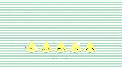 【クリームスイカ】夏の果物のおしゃれでシンプルかわいいイラストPC壁紙・背景