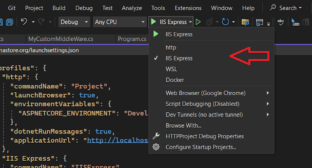 launchSettings.json profile Setting
