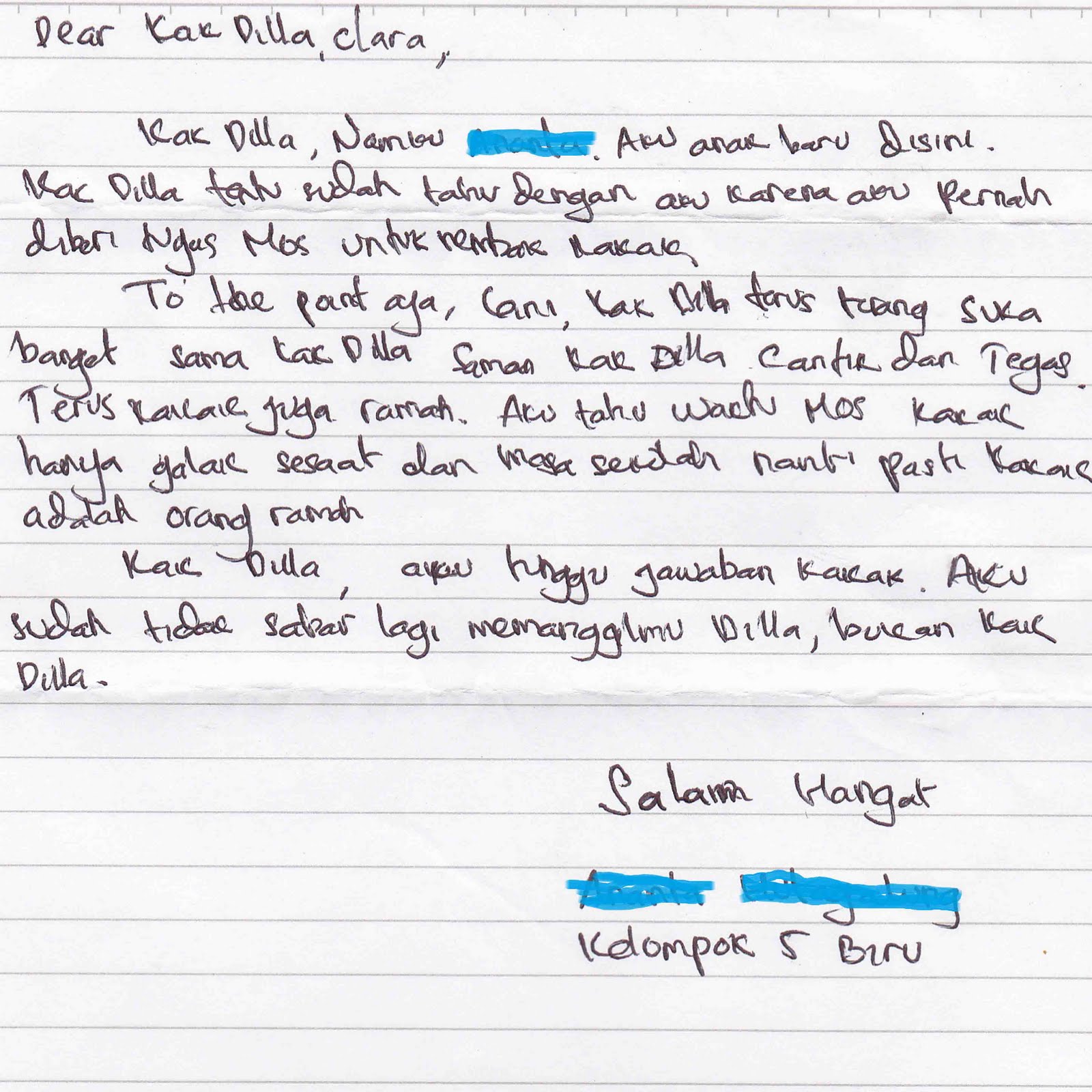 Hallo Surat Cina Dan Surat Benci Mos 2011 2012 Dear Dilla Clar