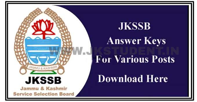 JKSSB Download Answer Key For Various Posts | Download