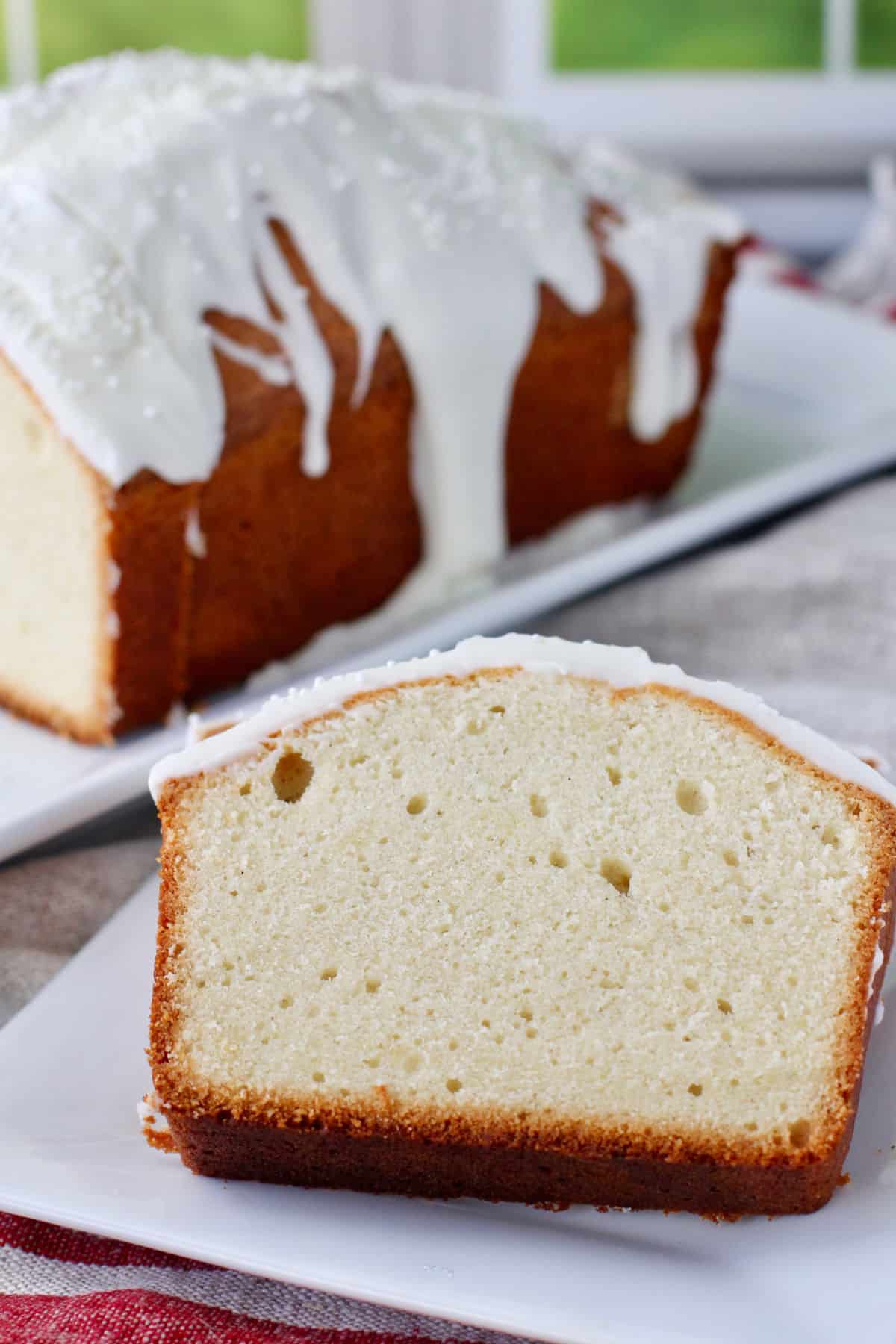 Vanilla-Bean Pound Cake Serving on a plate.