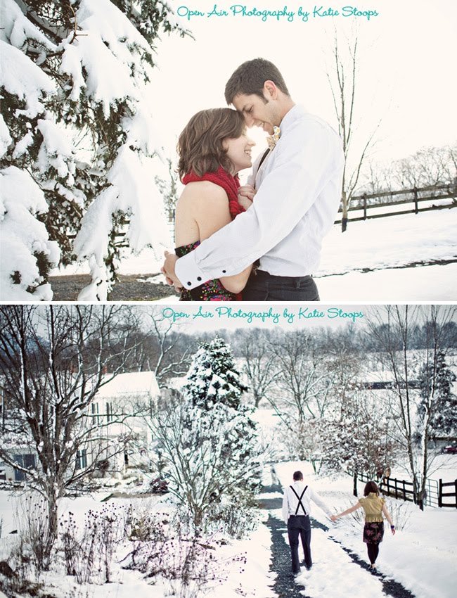 winter engagement with snow