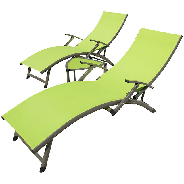 Sol Sling 3-Piece Taupe Patio Lounger and Side Table Set