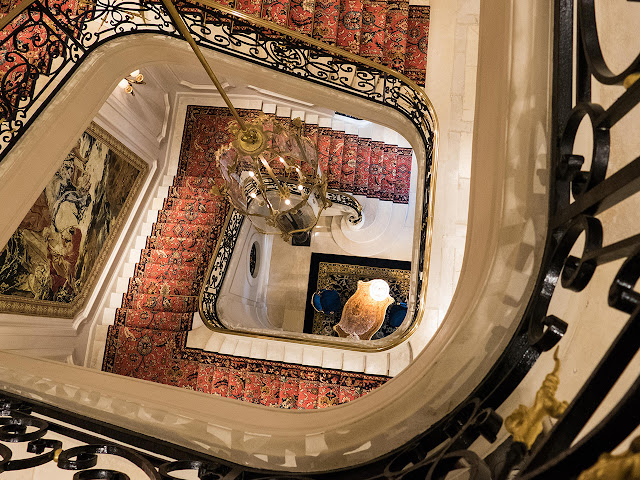 Winding wrought iron staircase at Ritz Paris Hotel