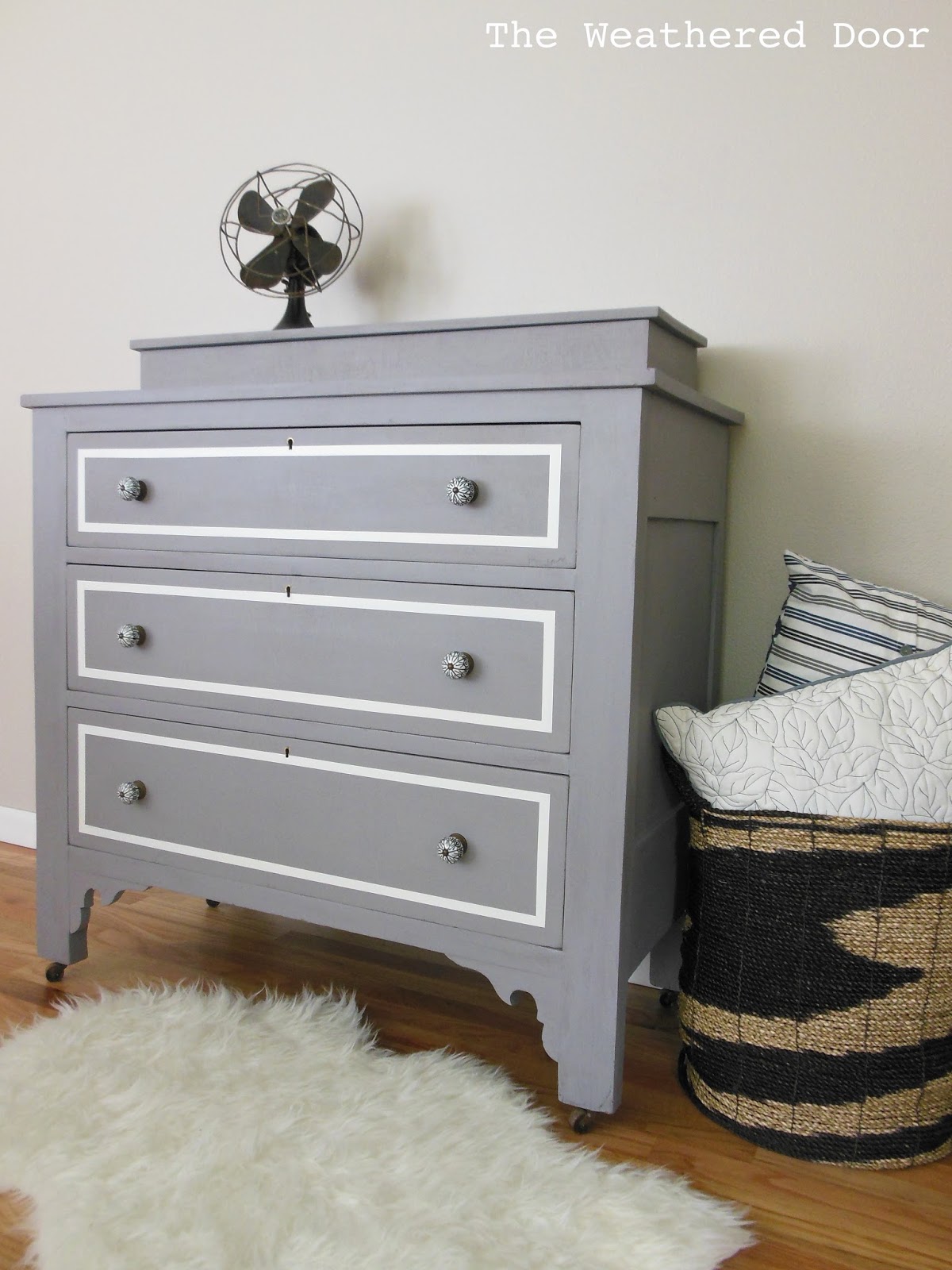A plum-grey dresser with modern lines - The Weathered Door