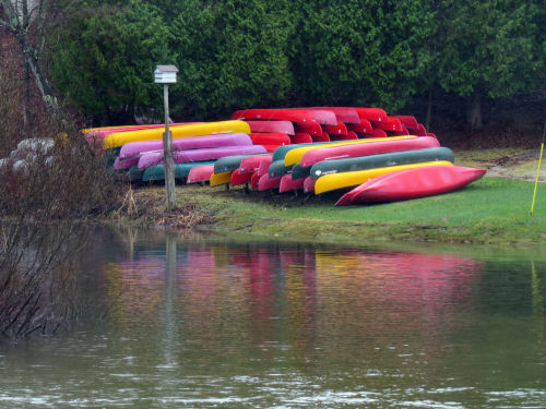 reflected canoes