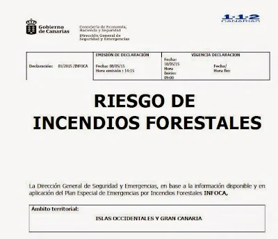 alerta incendios forestales Canarias 10 mayo