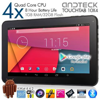 Andteck TouchTab 10.1 inch Tablet PC Quad Core Android 4.4