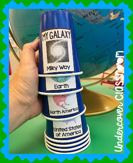 Use these stacking cups to teach your students a geography lesson about where exactly they live in the world.