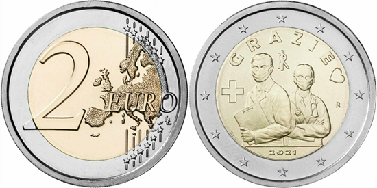 Italy 2 euro 2021 - Gratitude to health and sanitary workers