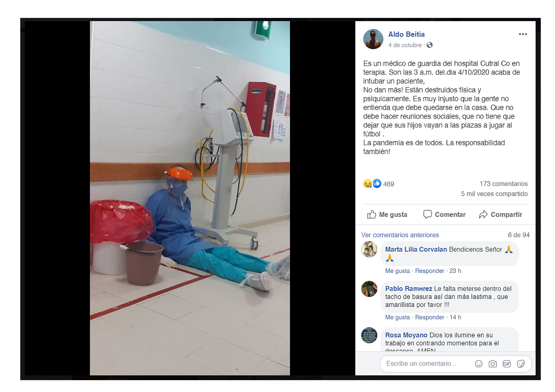 Foto viral médico de Cutral Có