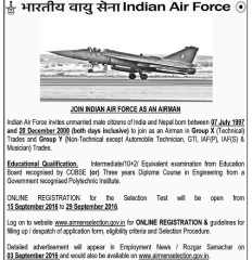 IAF Airman Recruitment 2016-17