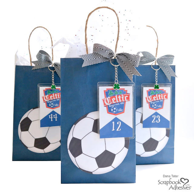 DIY Soccer Ball Goody Bag with Self-Laminating Player Card Key Chain Charms