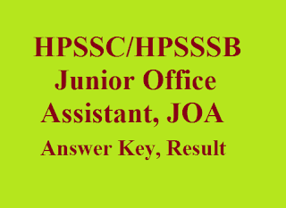 HPSSC Junior Office Assistant Answer Key, HPSSC JOA Answer Key 2018, HPSSC Junior Office Assistant Answer Key of Post Code 626, HPSSC JOA Answer Key 23-12-2018, HPSSC JOA Result of Post Code 626, HPSSSB Junior Office Assistant Result ,HPSSC JOA Final Result of Post Code 626