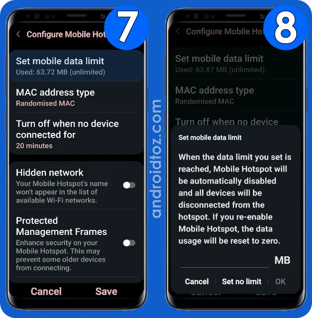 Set Mobile Data Sharing Limit for Mobile Hotspot on Samsung (4/4)