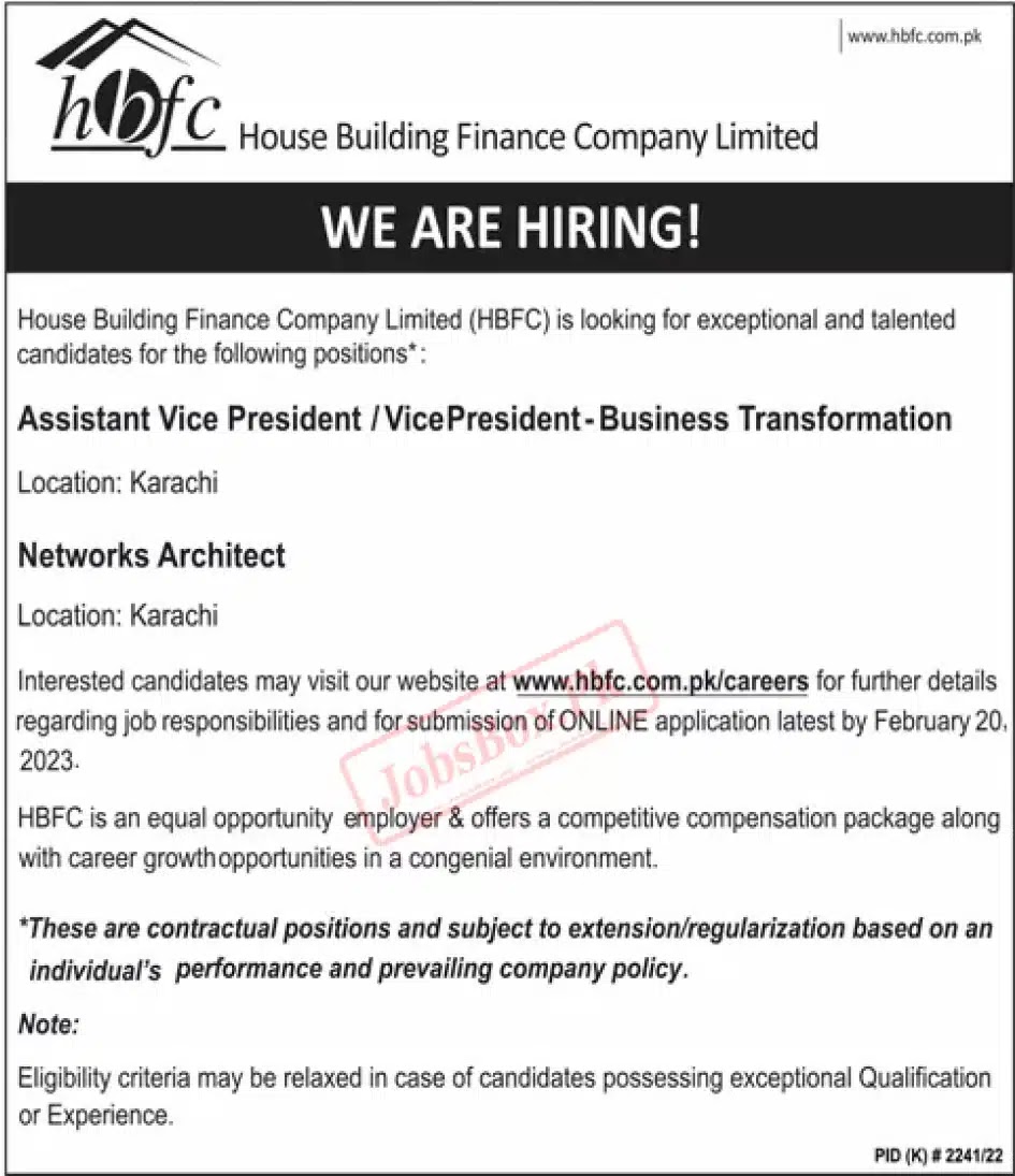 House Building Finance Company HBFC Jobs 2023 Latest Advertisement