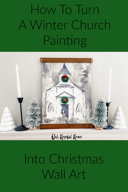 impasto church painting on fireplace mantel