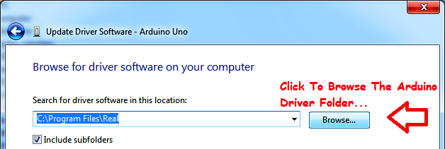 Click Browse Button, to browse the driver folder.