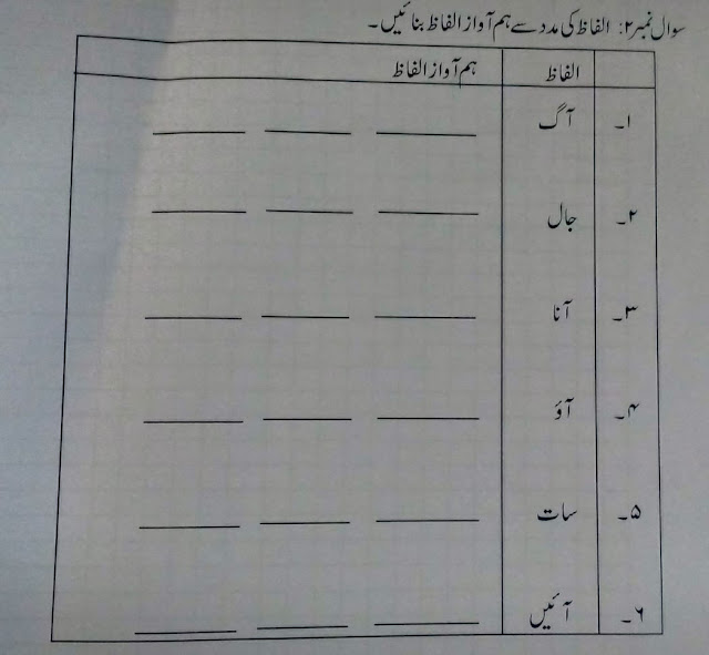 urdu revision worksheet class test 1